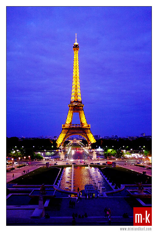 Eiffel Tower by night, Trocadero, Paris, France