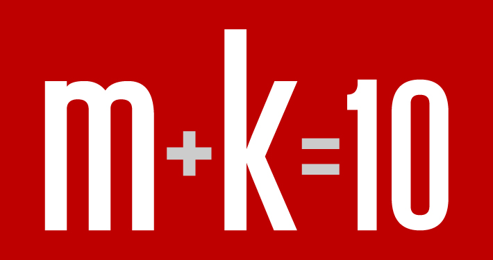 m+k=10
